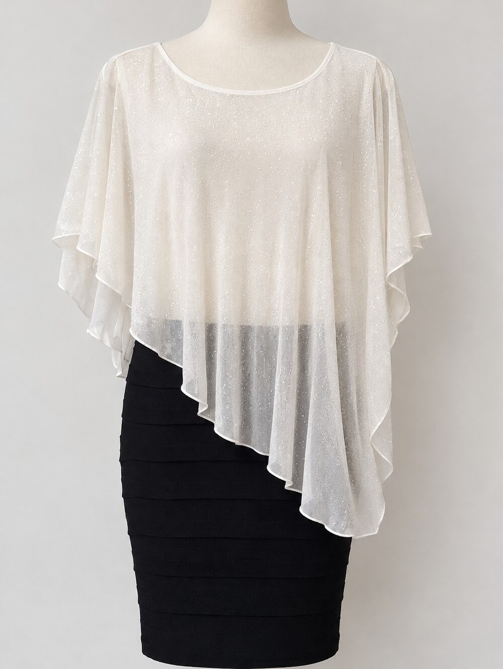 Enfocus Studio White Sheer Asymmetrical Overlay Dress